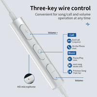 HKM-394067 3.5mm Stereo Wired Earphones with Deep Bass, In-Ear Design, Mic, and Button Control for iPhone
