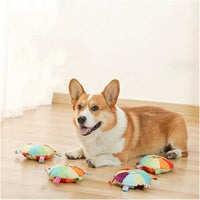 HKM-3942589 Interactive Plush Dog Flying Disc Toy with Chew Resistance and Bells, Washable Tug-of-War Design