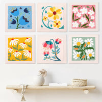 HKM-394259 Flower and Leaf Embroidery Kit for DIY Photo Frame Decoration, Includes 25x25cm Frame