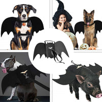 HKM-3942717 Halloween Pet Bat Wings Costume for Dogs and Cats - Durable Black Polyester Fiber and Felt Fabric