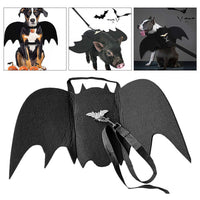 HKM-3942717 Halloween Pet Bat Wings Costume for Dogs and Cats - Durable Black Polyester Fiber and Felt Fabric