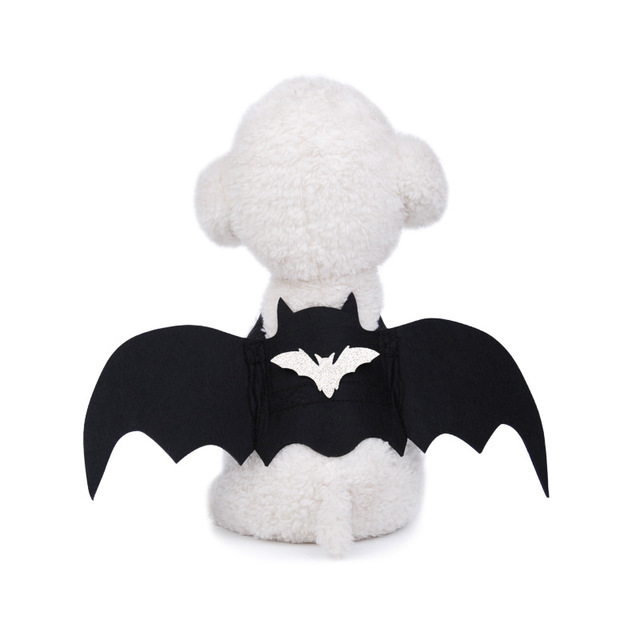 HKM-3942717 Halloween Pet Bat Wings Costume for Dogs and Cats - Durable Black Polyester Fiber and Felt Fabric