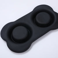 HKM-3943101 Silicone Non-Slip Pet Bowl with Stainless Steel Insert - Available in Black and Blue Sizes S, M, L