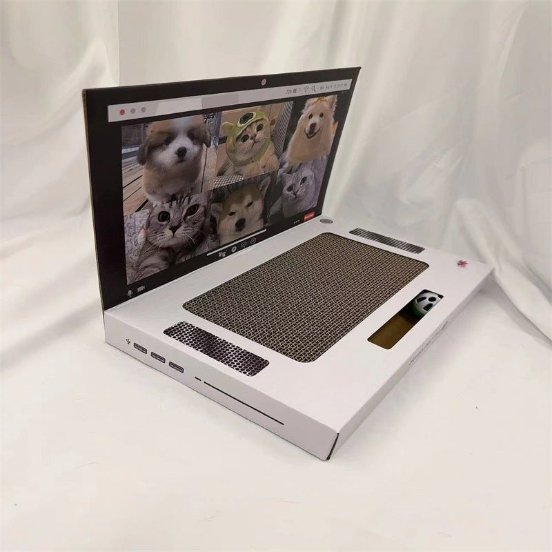 HKM-394323 Foldable Cat Scratch Board in White, Made of Corrugated Paper, 33x25x5 cm