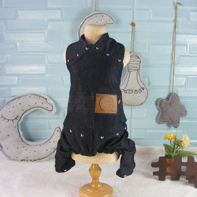 HKM-3943485 Casual Cotton Denim Overalls for Dogs