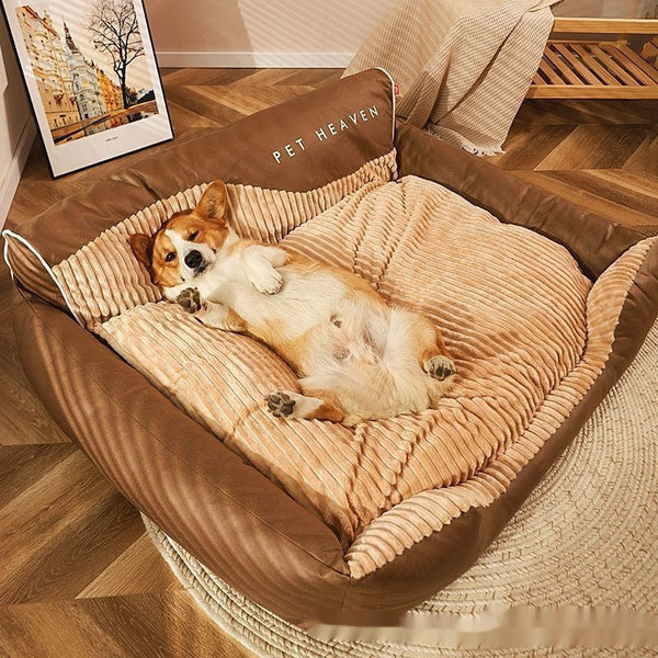 HKM-3944381 Cozy Deep Sleep Pet Bed for Medium and Large Dogs, Warm Brown Kennel Mat