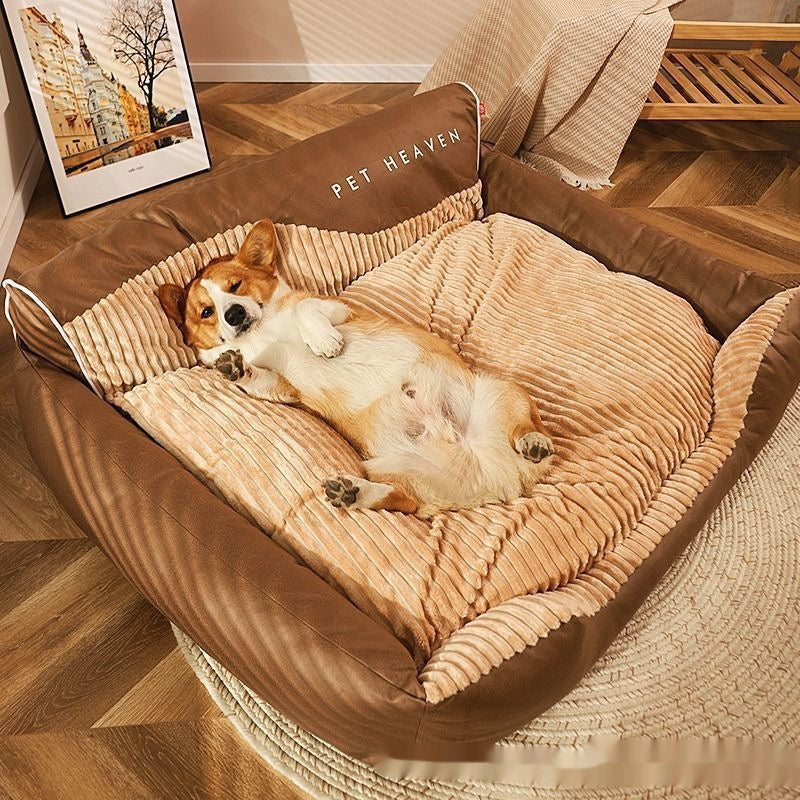 HKM-3944381 Cozy Deep Sleep Pet Bed for Medium and Large Dogs, Warm Brown Kennel Mat