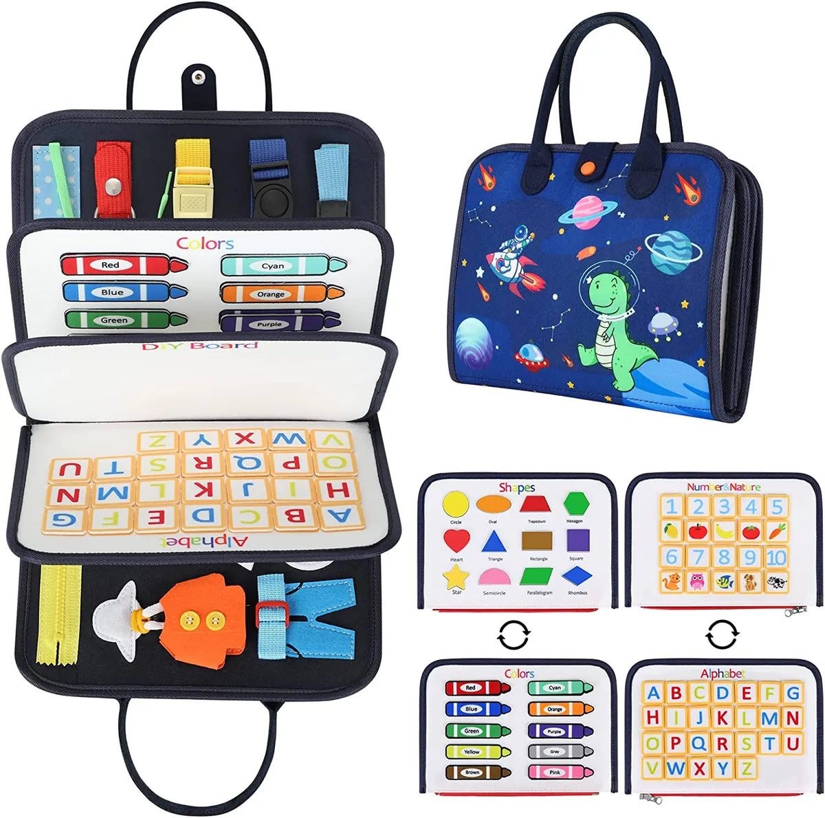 HKM-394451 Montessori Toddler Busy Board for Ages 1-4, Educational Sensory Toy for Fine Motor Skills and Travel