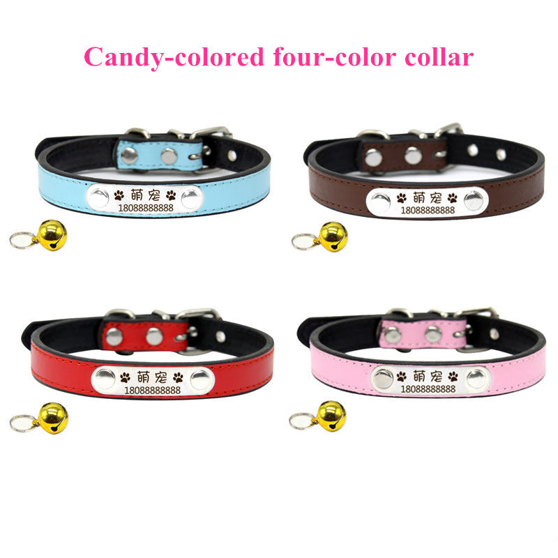 HKM-3944765 Customizable Anti-Lost Silicone Dog and Cat Collars in Pink, Red, Blue, and Brown