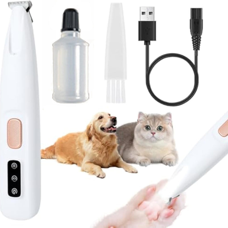 HKM-3946173 Electric Dog Paw Trimmer with LED Light - Rechargeable Low Noise Pet Hair Clipper