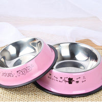 HKM-3948861 Non-Slip Stainless Steel Dog and Cat Food Bowl with Cartoon Printing - Various Sizes and Colors Available