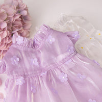 HKM-3949245 Three-Dimensional Flower Gauze Skirt for Dogs in White and Purple - Sizes 3XS to 3XL