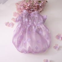 HKM-3949245 Three-Dimensional Flower Gauze Skirt for Dogs in White and Purple - Sizes 3XS to 3XL