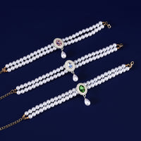 HKM-3950653 Double-layer Pearl Gem Pendant Necklace for Maltese Puppies, Princess Style Collar