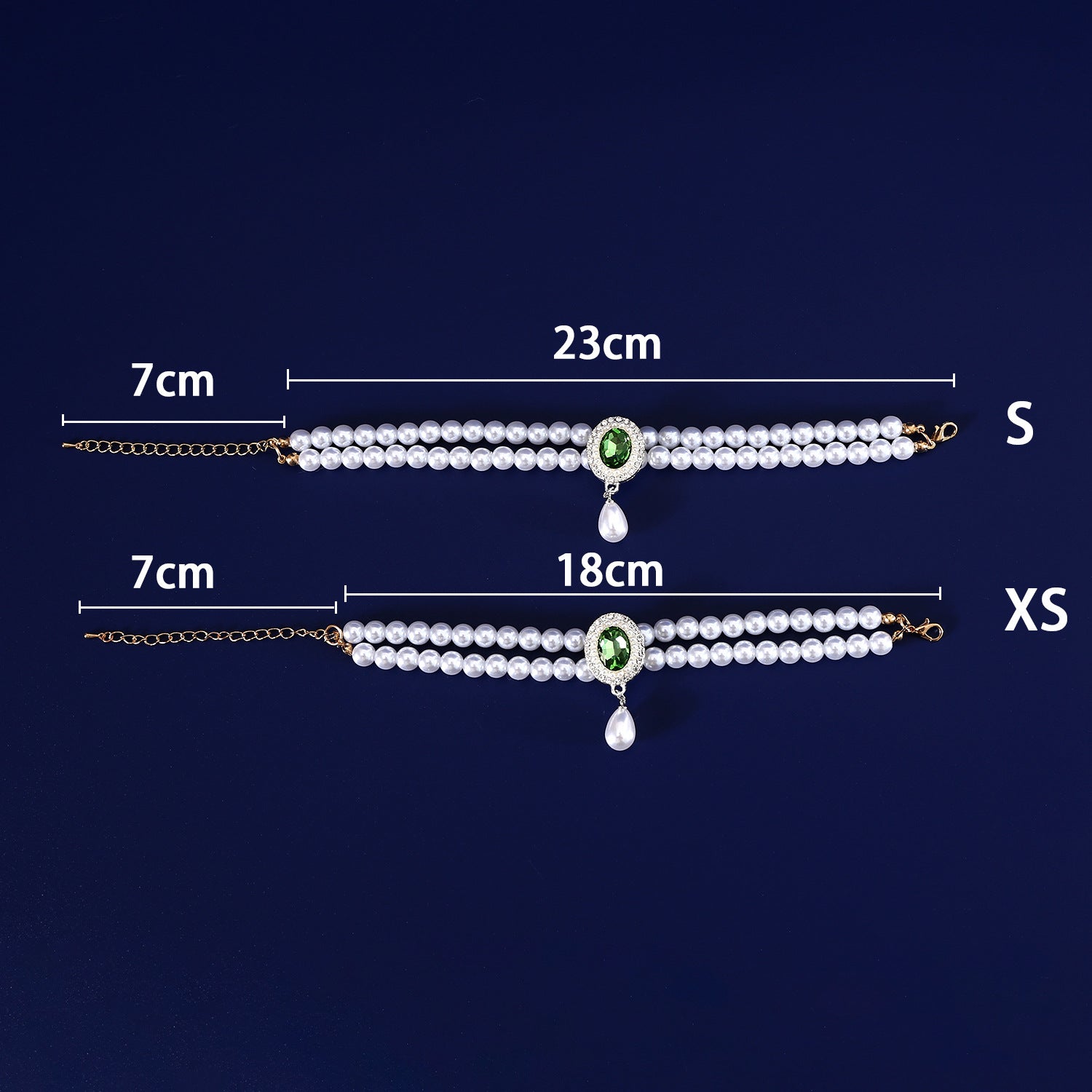 HKM-3950653 Double-layer Pearl Gem Pendant Necklace for Maltese Puppies, Princess Style Collar