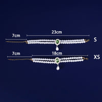 HKM-3950653 Double-layer Pearl Gem Pendant Necklace for Maltese Puppies, Princess Style Collar