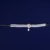 HKM-3950653 Double-layer Pearl Gem Pendant Necklace for Maltese Puppies, Princess Style Collar