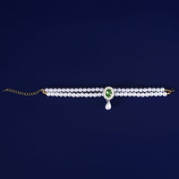 HKM-3950653 Double-layer Pearl Gem Pendant Necklace for Maltese Puppies, Princess Style Collar