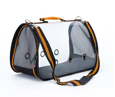 HKM-3950909 Transparent Portable Messenger Bag for Pets - Acrylic Material, Available in Red, Green, and Orange, Sizes S to L