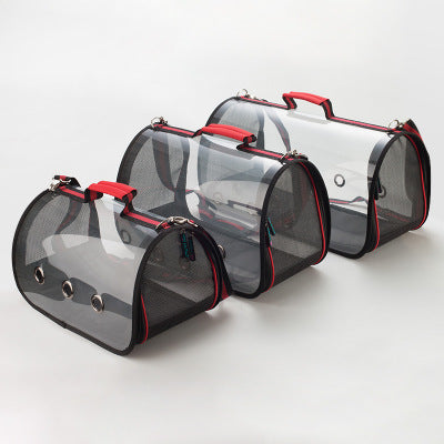 HKM-3950909 Transparent Portable Messenger Bag for Pets - Acrylic Material, Available in Red, Green, and Orange, Sizes S to L