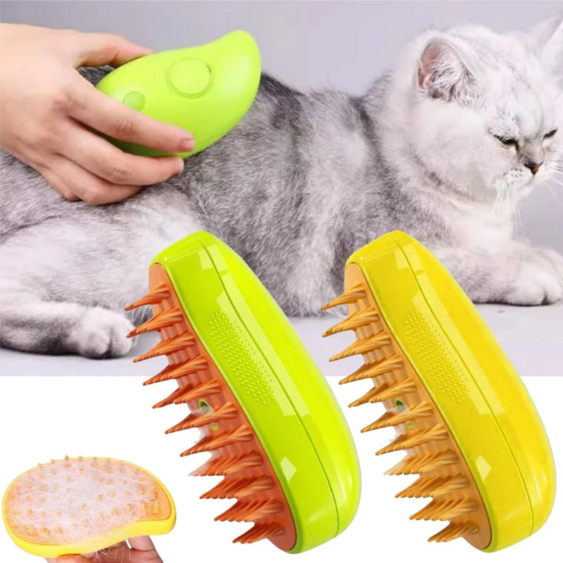 HKM-395091 3-in-1 Electric Cat and Dog Grooming Brush with Steam and Spray for Massage and Hair Removal