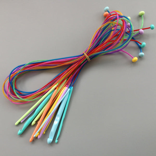 HKM-395155 ABS Plastic Knitting Needles Set with 12 Bags - Crochet Length 120CM, Lightweight and Durable