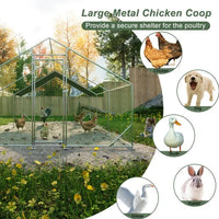 HKM-3952317 Large Walk-In Chicken Coop with Waterproof Cover – Galvanized Wire Hen Pen for Poultry, Rabbits, and Ducks (10' L x 20' W x 6.56' H)