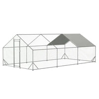 HKM-3952317 Large Walk-In Chicken Coop with Waterproof Cover – Galvanized Wire Hen Pen for Poultry, Rabbits, and Ducks (10' L x 20' W x 6.56' H)