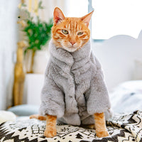 HKM-3952829 Cozy Velvet Cat Apparel for Autumn and Winter ¨C Light Gray, White, Pink Options