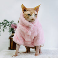 HKM-3952829 Cozy Velvet Cat Apparel for Autumn and Winter ¨C Light Gray, White, Pink Options