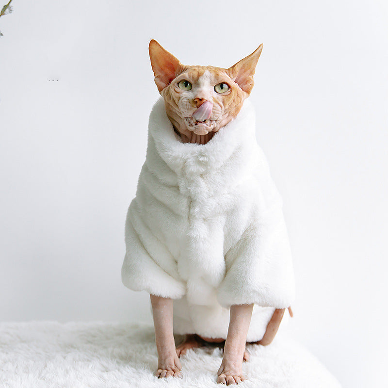 HKM-3952829 Cozy Velvet Cat Apparel for Autumn and Winter ¨C Light Gray, White, Pink Options