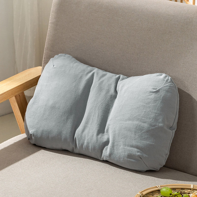 HKM-395283 Children's Mini Lumbar Support Pillow - Solid Color All Cotton Latex - Beige, Pink, Blue, Brown, Gray