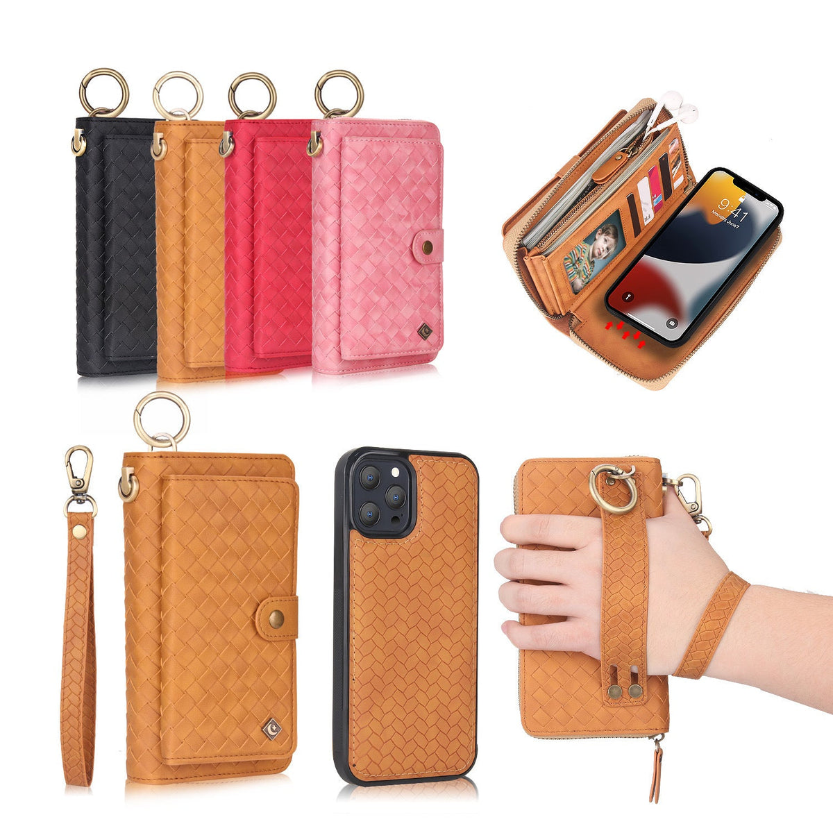 HKM-395411 Wrist Strap Wallet Style Mobile Phone Holster for iPhone Models