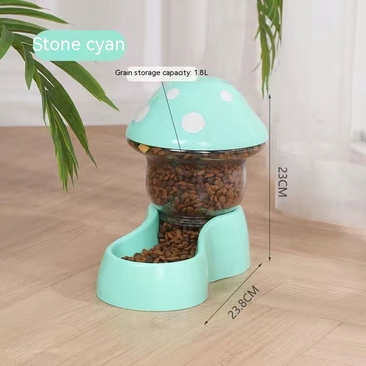 HKM-3954621 Mushroom Shaped Automatic Pet Feeder & Water Bowl for Cats and Dogs, 1.8L Grain, 500ML Water