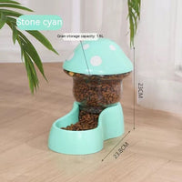HKM-3954621 Mushroom Shaped Automatic Pet Feeder & Water Bowl for Cats and Dogs, 1.8L Grain, 500ML Water