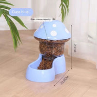 HKM-3954621 Mushroom Shaped Automatic Pet Feeder & Water Bowl for Cats and Dogs, 1.8L Grain, 500ML Water