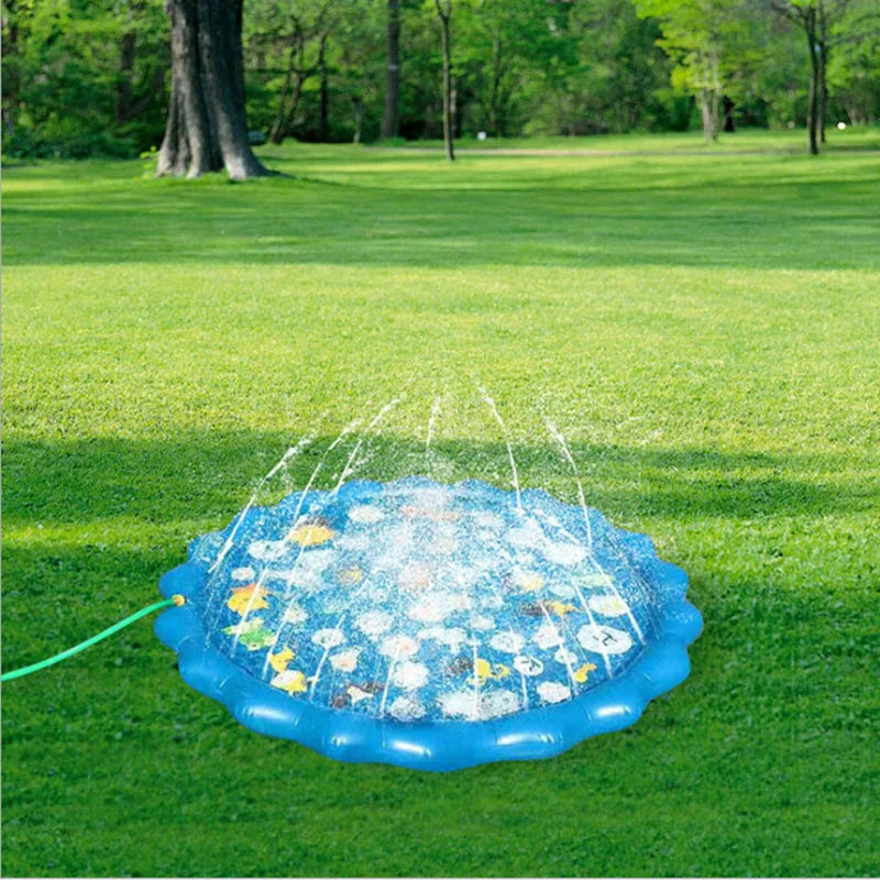 HKM-395603 68-Inch Outdoor Sprinkler Play Mat Wading Pool for Kids - Water Learning Toy