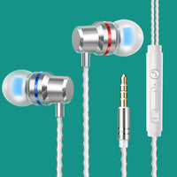 HKM-395795 In-Ear Dynamic Metal Headphones with Microphone - Stylish and Lightweight Design