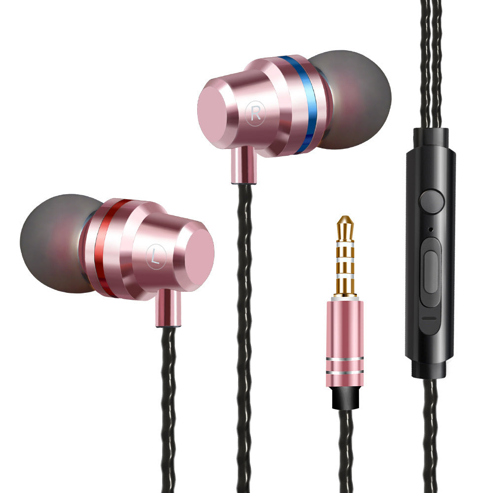 HKM-395795 In-Ear Dynamic Metal Headphones with Microphone - Stylish and Lightweight Design