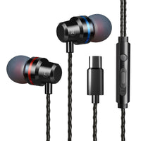 HKM-395795 In-Ear Dynamic Metal Headphones with Microphone - Stylish and Lightweight Design