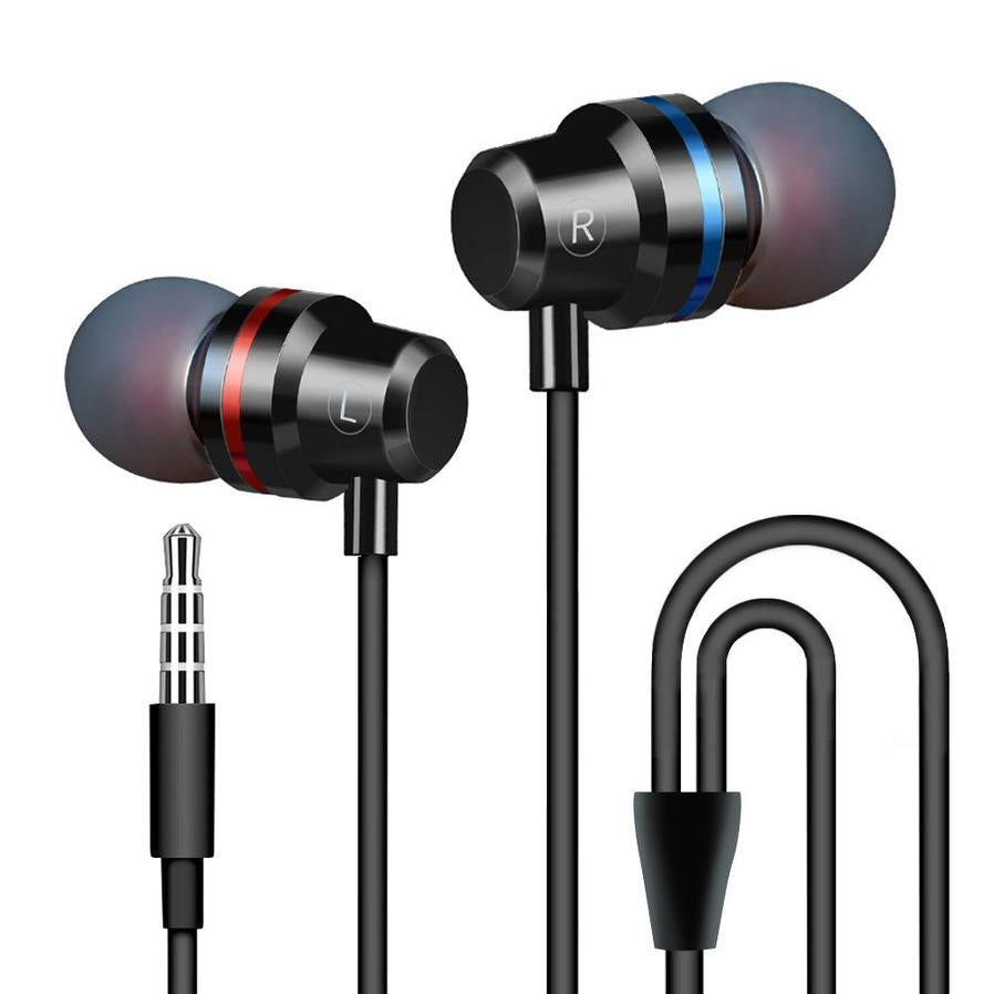 HKM-395795 In-Ear Dynamic Metal Headphones with Microphone - Stylish and Lightweight Design