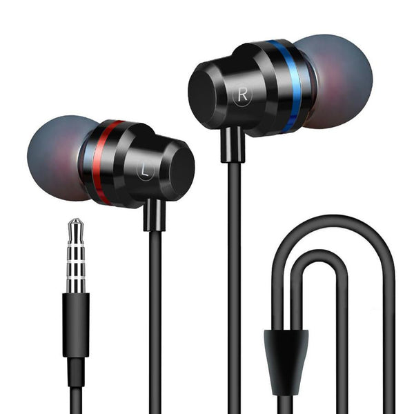 HKM-395795 In-Ear Dynamic Metal Headphones with Microphone - Stylish and Lightweight Design