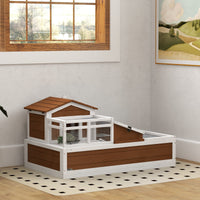 HKM-3958077 Three-Story Tortoise Habitat with Balcony, 44" x 25.5" x 25", Coffee Finish