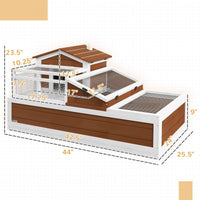 HKM-3958077 Three-Story Tortoise Habitat with Balcony, 44" x 25.5" x 25", Coffee Finish