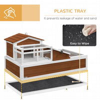 HKM-3958077 Three-Story Tortoise Habitat with Balcony, 44" x 25.5" x 25", Coffee Finish
