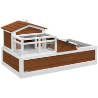 HKM-3958077 Three-Story Tortoise Habitat with Balcony, 44" x 25.5" x 25", Coffee Finish