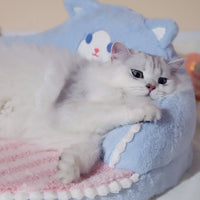HKM-3958461 Cozy Bear-Shaped Cat Nest Pet Bed for All Seasons, High Back Design