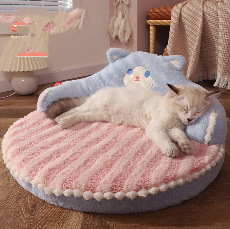 HKM-3958461 Cozy Bear-Shaped Cat Nest Pet Bed for All Seasons, High Back Design