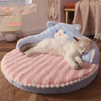 HKM-3958461 Cozy Bear-Shaped Cat Nest Pet Bed for All Seasons, High Back Design