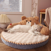 HKM-3958461 Cozy Bear-Shaped Cat Nest Pet Bed for All Seasons, High Back Design
